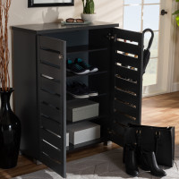 Baxton Studio SC863522M-Dark Grey-Shoe Cabinet Adalwin Modern and Contemporary Dark Gray 2-Door Wooden Entryway Shoe Storage Cabinet